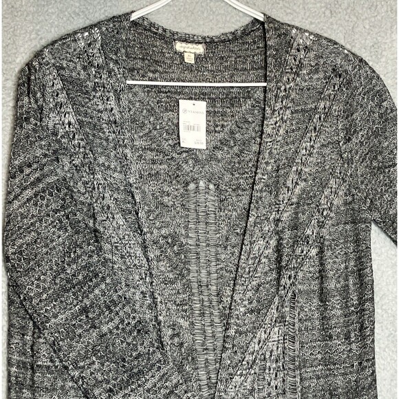 Eyeshadow Women’s Cardigan XL Long Duster Heather Gray Open Knit NWT - Picture 6 of 8